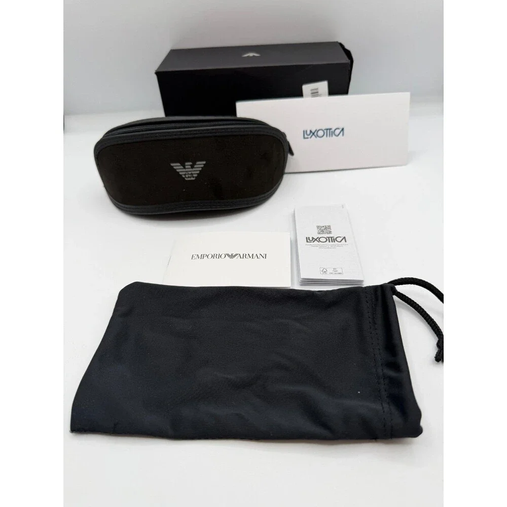 Emporio Armani Sunglasses Case Box Set w/ Pouch & Papers Authentic Black EUC